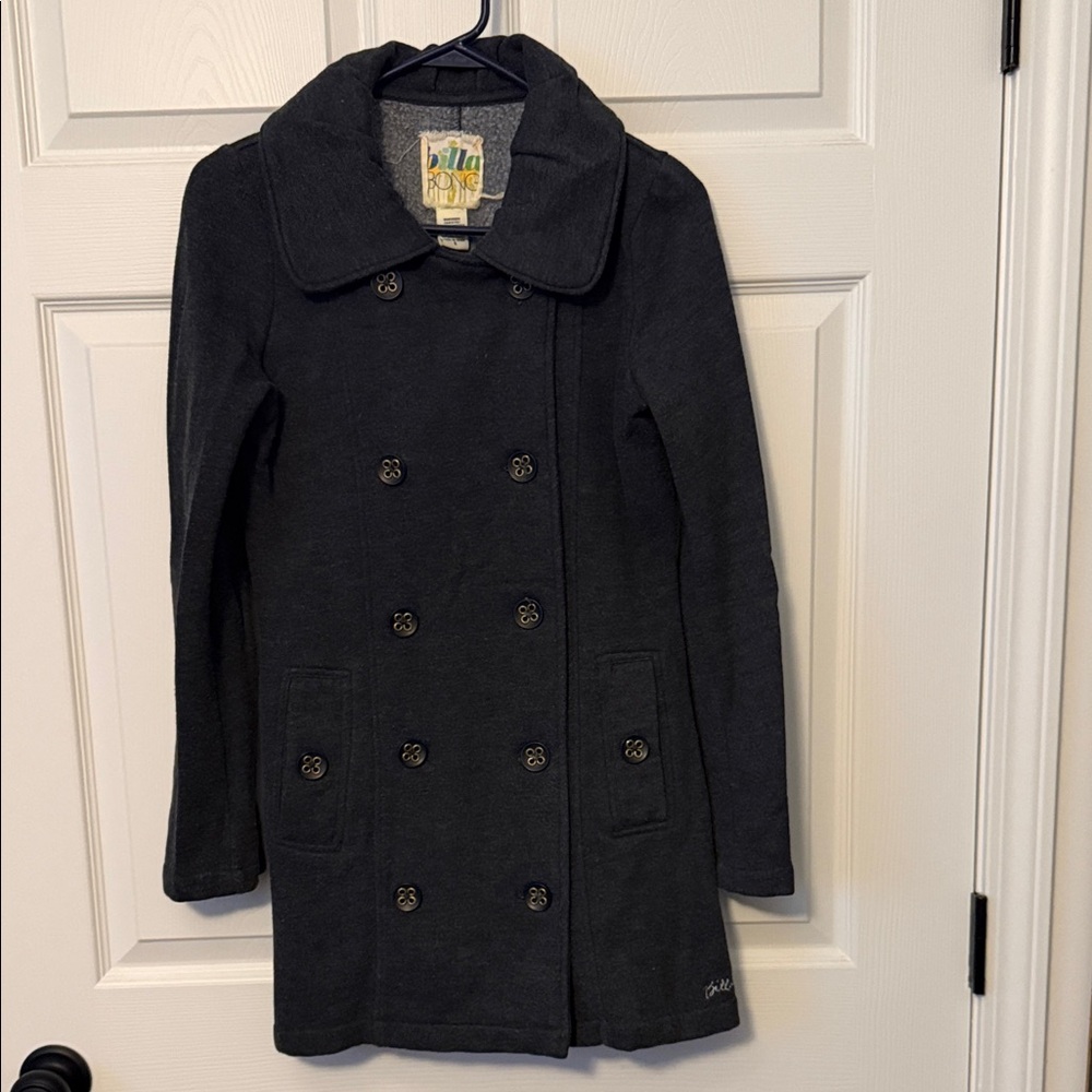 Billabong Women's Charcoal Double-Breasted Peacoat
